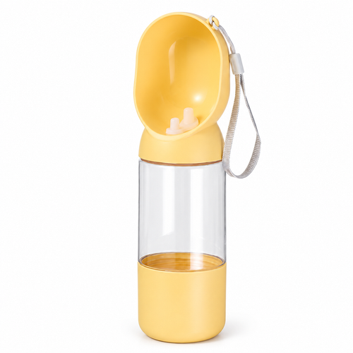 💦 Gourde pour Chien | Plastique | Balades | Maîtres | Jaune Pastel