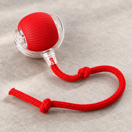 🐈 Balle Intelligente | Silicone | Maison | Amoureux des Chats | Cordon Rouge