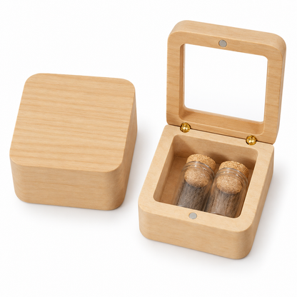 🐾 Coffret Souvenir | Bois | Maison | Maîtres Attentionnés | Deux Fioles