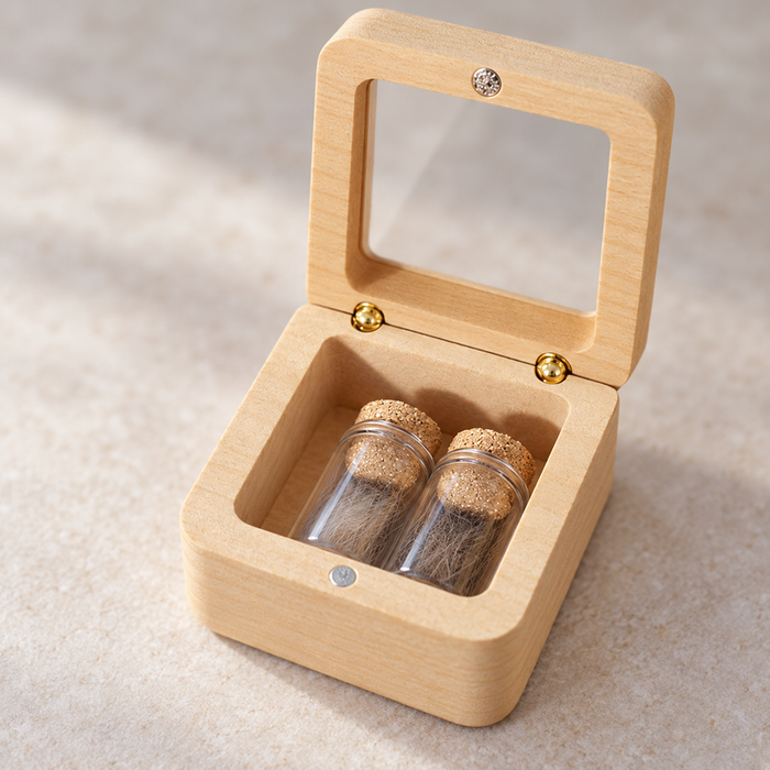 🐾 Coffret Souvenir | Bois | Maison | Maîtres Attentionnés | Deux Fioles