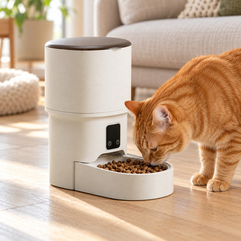 ⏰ Distributeur automatique | Plastique | Maison | Amoureux des chats | Ivoire épuré
