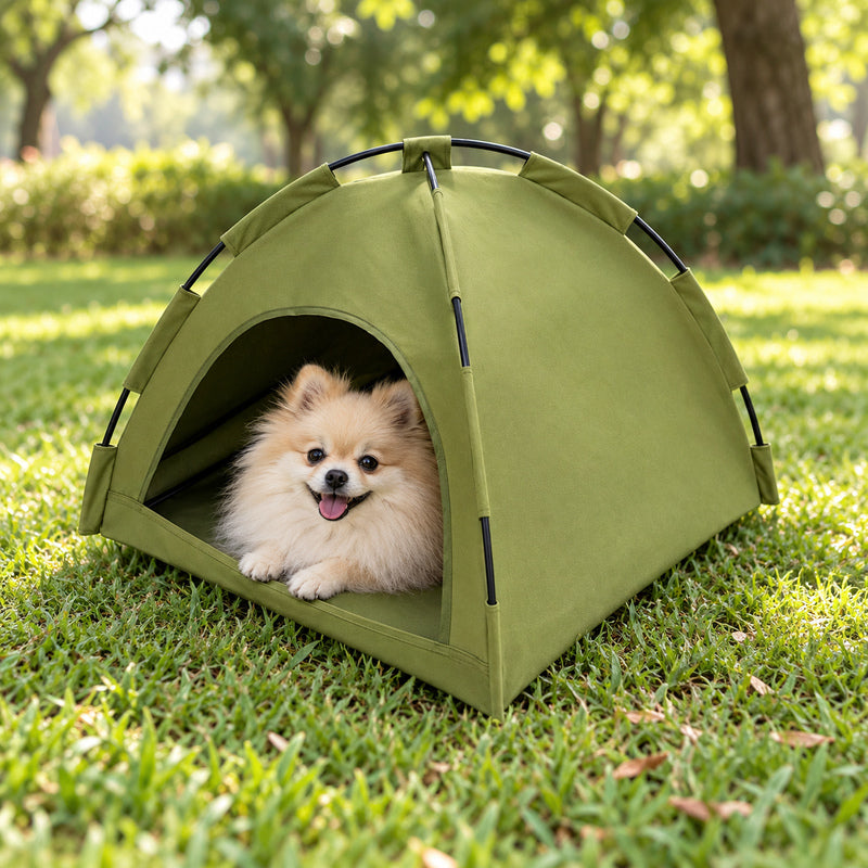 🌿 Tente pour chien | Toile verte | Jardin | Amoureux des animaux | Abri cosy