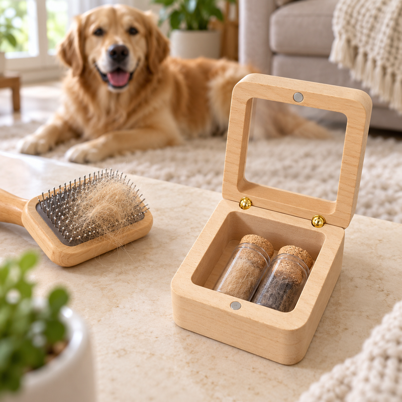 🐾 Coffret Souvenir | Bois | Maison | Maîtres Attentionnés | Deux Fioles