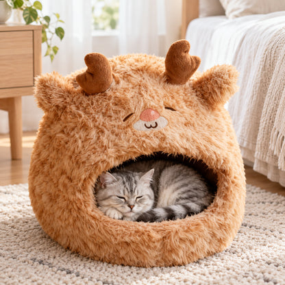 🦌 Niche pour chien | Peluche | Salon | Cynophiles | Renne adorable