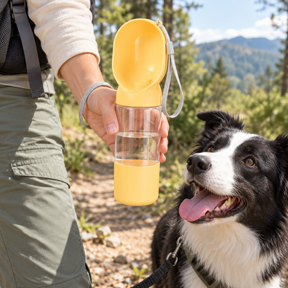 💦 Gourde pour Chien | Plastique | Balades | Maîtres | Jaune Pastel
