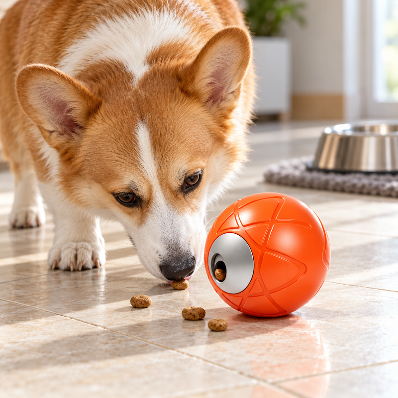 🦴 Balle à friandises | Plastique | Maison | Amis des chiens | Orange vif