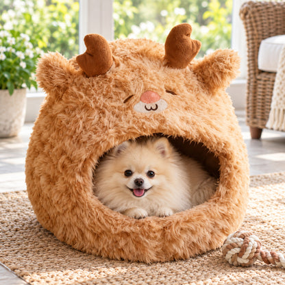 🦌 Niche pour chien | Peluche | Salon | Cynophiles | Renne adorable