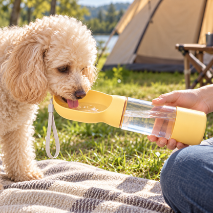 💦 Gourde pour Chien | Plastique | Balades | Maîtres | Jaune Pastel