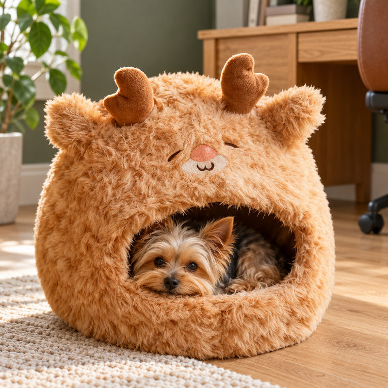 🦌 Niche pour chien | Peluche | Salon | Cynophiles | Renne adorable