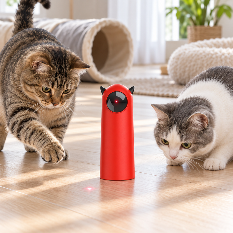 🎯 Jouet laser pour chat | Coque lisse | Maison | Fans de chats | Rouge vif