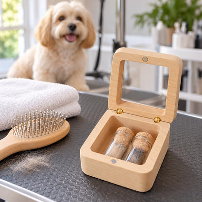 🐾 Coffret Souvenir | Bois | Maison | Maîtres Attentionnés | Deux Fioles