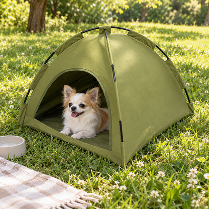 🌿 Tente pour chien | Toile verte | Jardin | Amoureux des animaux | Abri cosy