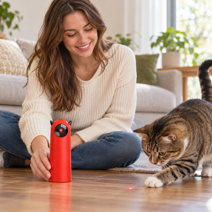 🎯 Jouet laser pour chat | Coque lisse | Maison | Fans de chats | Rouge vif