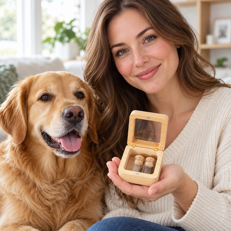 🐾 Coffret Souvenir | Bois | Maison | Maîtres Attentionnés | Deux Fioles